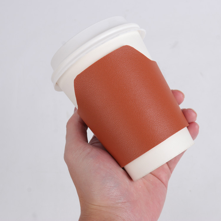 Cross-border condensed coffee cups, pu-packed with a smoother cup, smoother-proof, insulated leather caps.