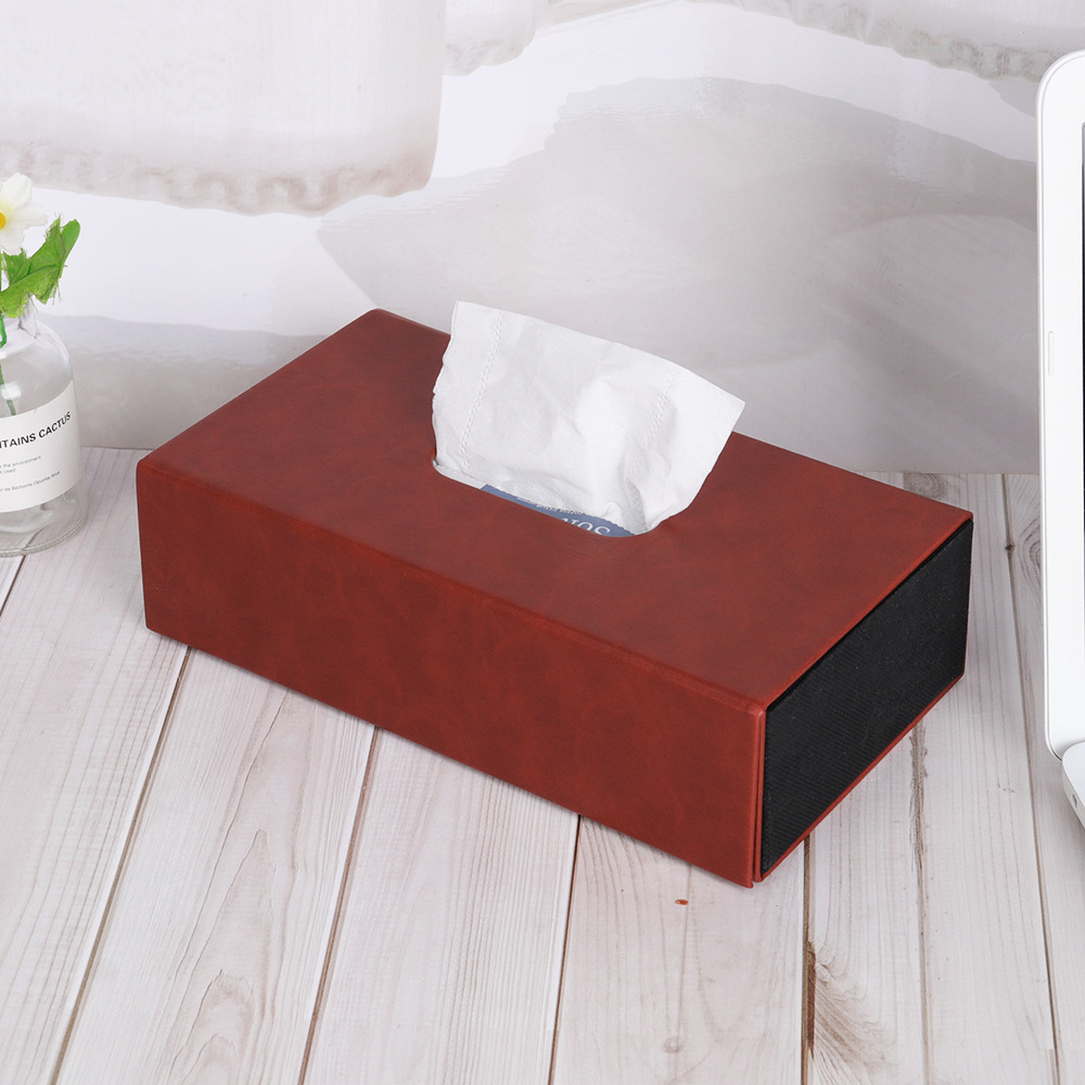 Wholesale of PU leather tissue box home-based hotel-car-borne logo gift box ad for napkin box ins