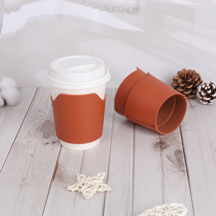 Cross-border condensed coffee cups, pu-packed with a smoother cup, smoother-proof, insulated leather caps.