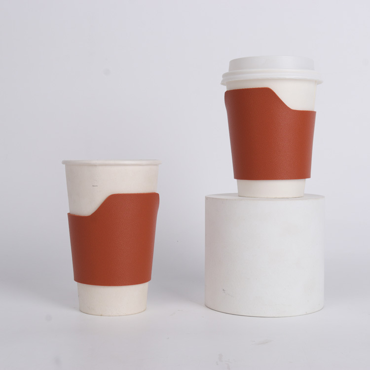 Cross-border condensed coffee cups, pu-packed with a smoother cup, smoother-proof, insulated leather caps.