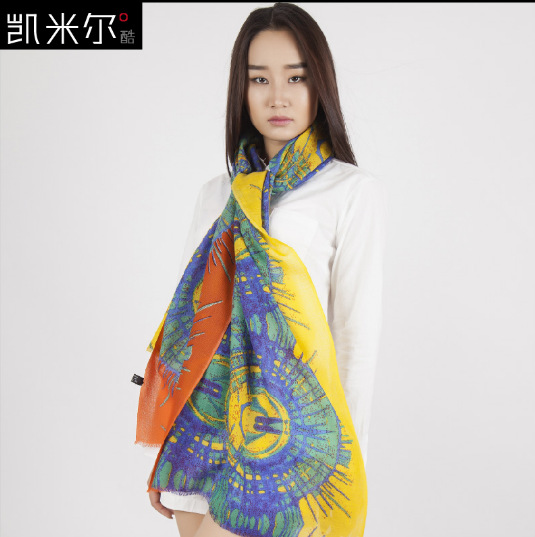 Inner Mongolia, custom-made lady scarf SWR0007 net 72s wool digital shawl in autumn winter.